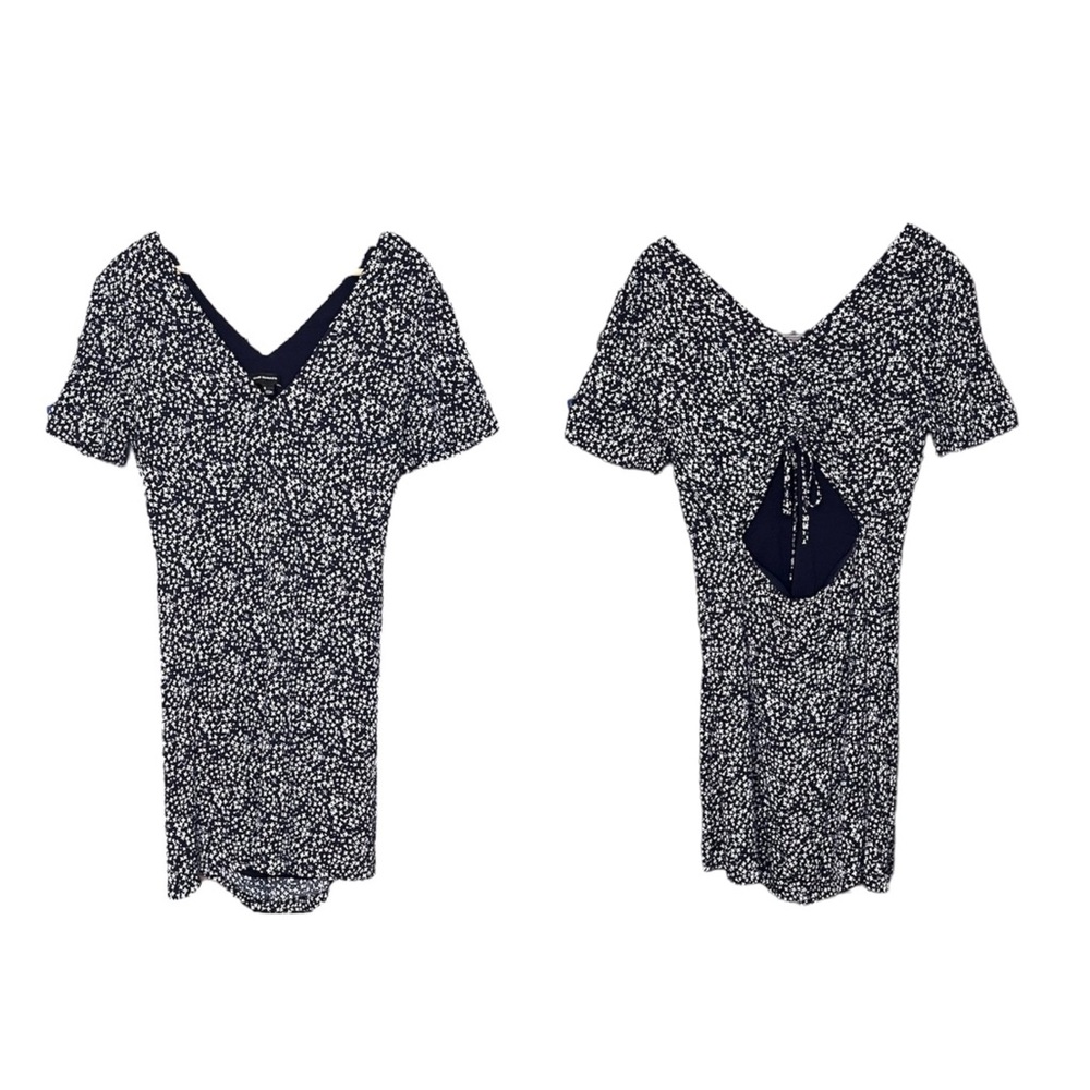 Club Monaco Navy White Ditsy Floral Cut Out Mini Dress 8